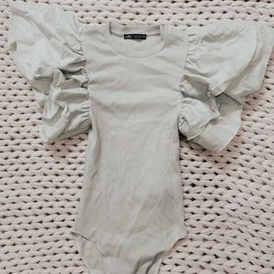 ZARA Ruffle Sleeve Bodysuit